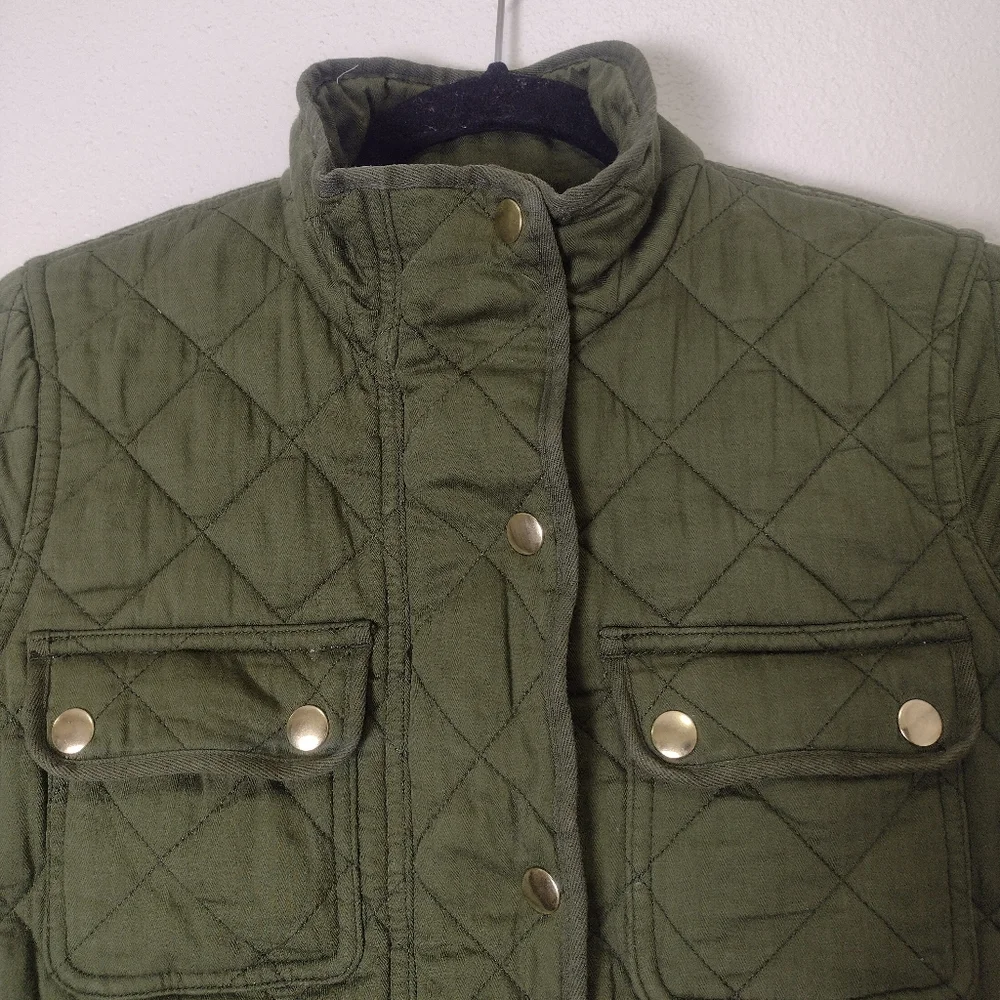 J. Crew Green Quilted Downtown Field Jacket Size XXS - Picture 7 of 16